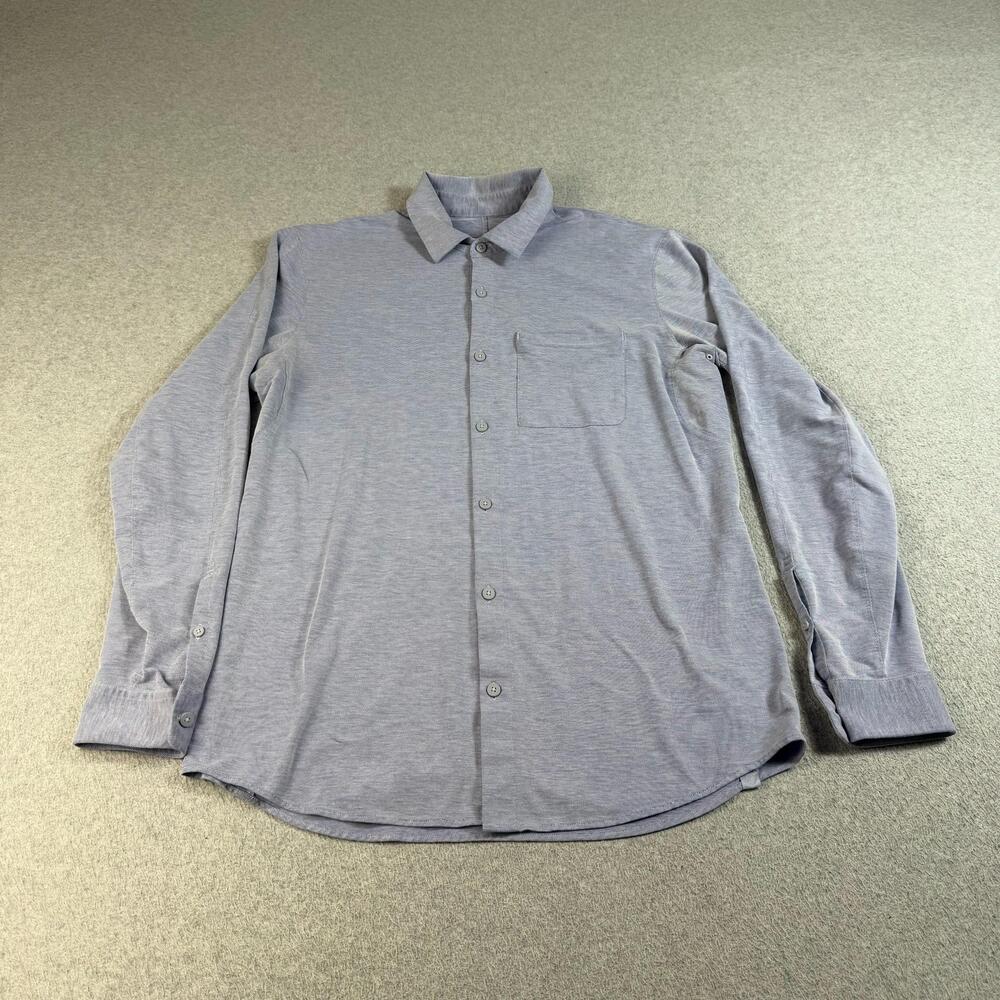 Lululemon Commission Shirt Mens Large Blue Long Sleeve Button Pocket Office Prep